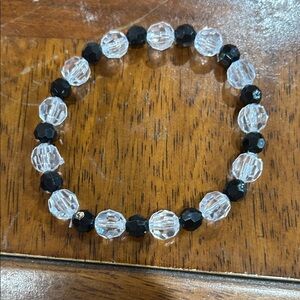 Hand made Elegant Black and Clear Beaded Bracelet